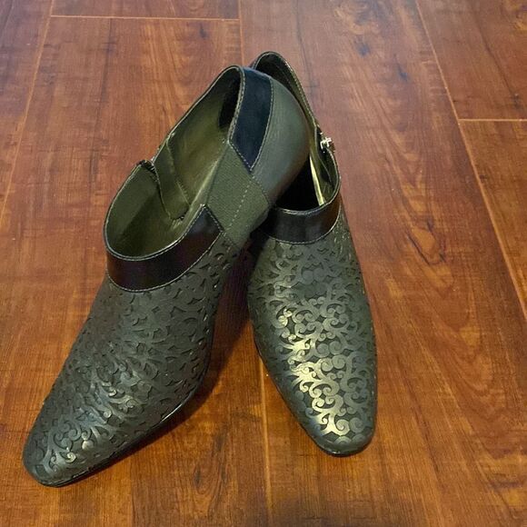 Brighton “Rhythm” Laser Cut Pewter Metallic Booties Size 9 - Picture 2 of 9
